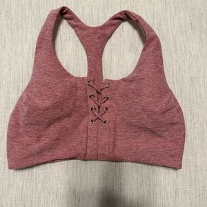 Pink lace sports bra